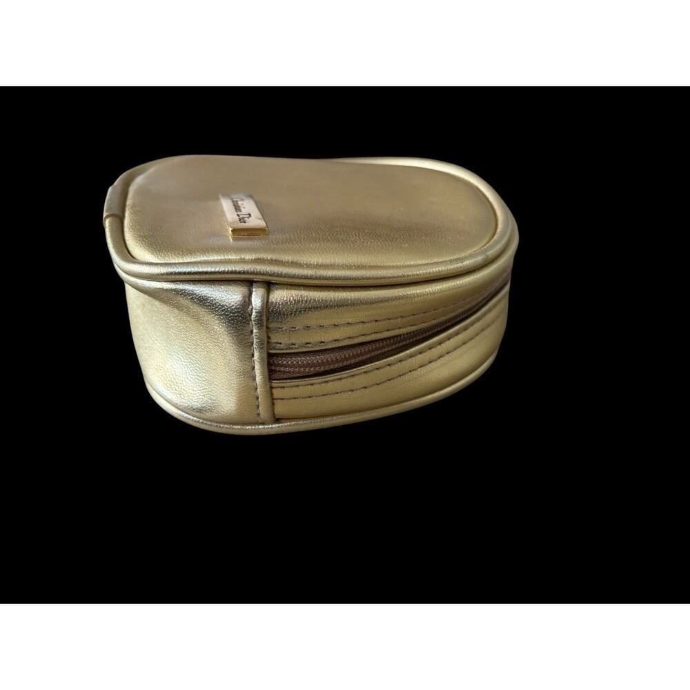 Dior Golden Mini Makeup Bag Zipper Cosmetic Case Travel 4” - Picture 6 of 7